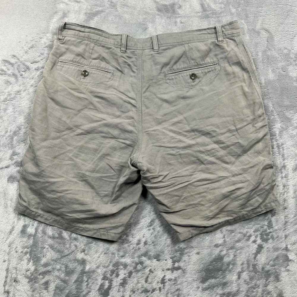 Banana Republic Aiden Shorts Mens 35 Gray Linen Cotton Blend Flat Front Casual